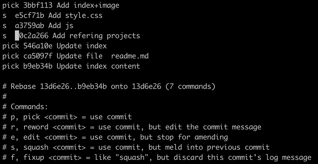 要合并的commit